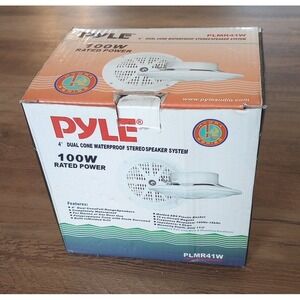PYLE 4" Dual Cone Waterproof Stereo Speaker System 100W Rated Power PLMR41W NOB
